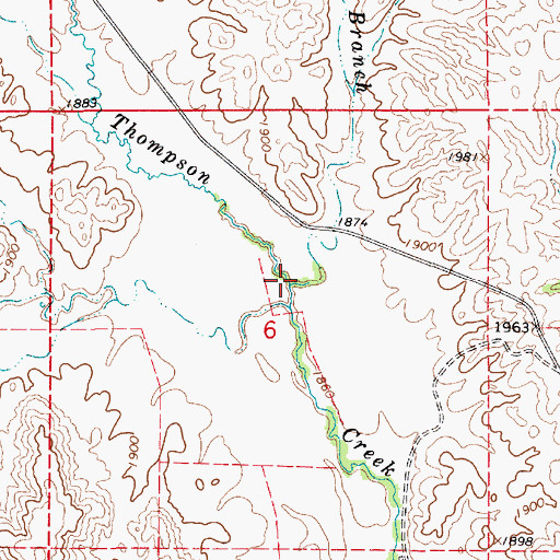 Topographic Map of Thompson Branch, KS