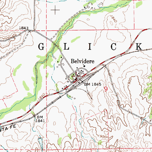 Topographic Map of Belvidere, KS