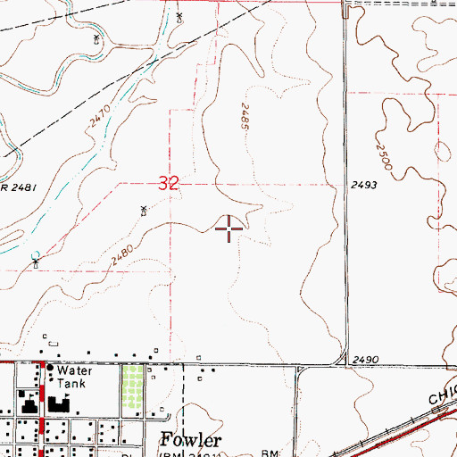 Topographic Map of Township of Fowler, KS