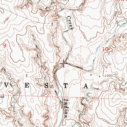 Topographic Map of West Indian Creek, KS