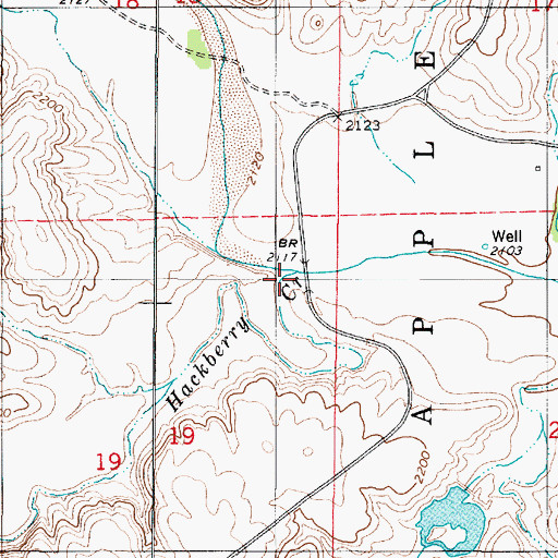 Topographic Map of Hackberry Creek, KS