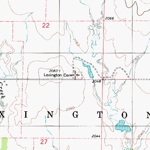 Topographic Map of Lexington Cemetery, KS