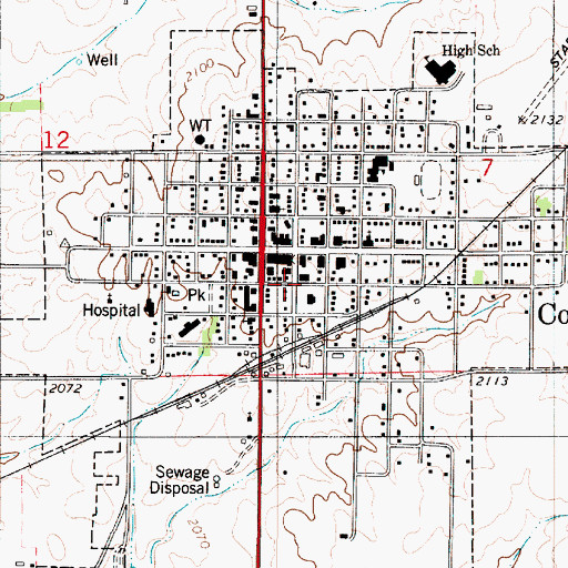 Topographic Map of Coldwater, KS