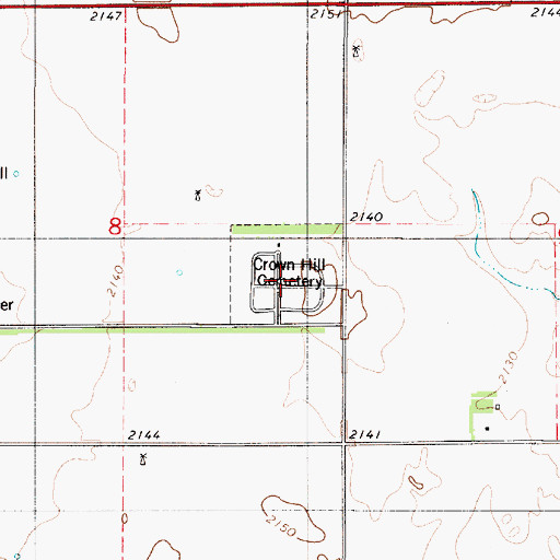 Topographic Map of Crown Hill Cemetery, KS