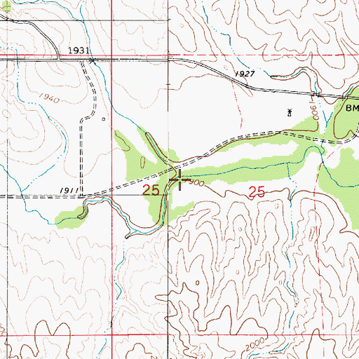 Topographic Map of Spring Creek, KS
