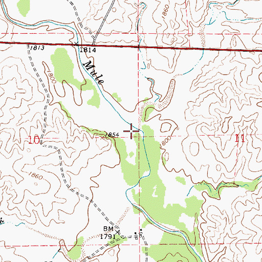 Topographic Map of Walnut Creek, KS
