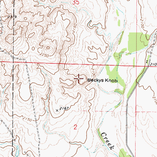Topographic Map of Beckys Knob, KS
