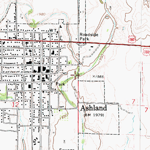 Topographic Map of East Branch Bear Creek, KS