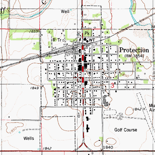 Topographic Map of First Baptist Church, KS