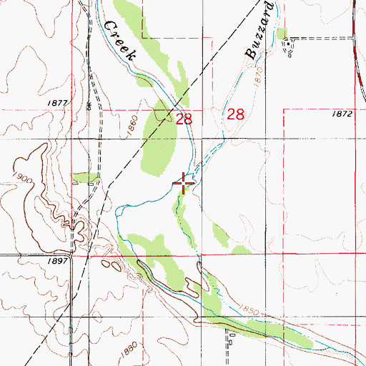 Topographic Map of Buzzard Creek, KS