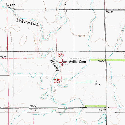 Topographic Map of Avilla Cemetery, KS