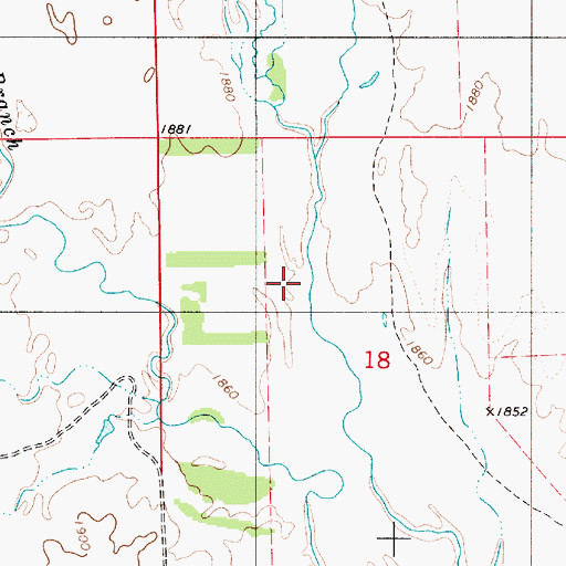 Topographic Map of East Branch Nescatunga Creek, KS