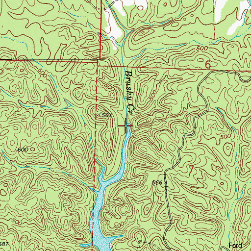 Topographic Map of Brushy Creek, AR