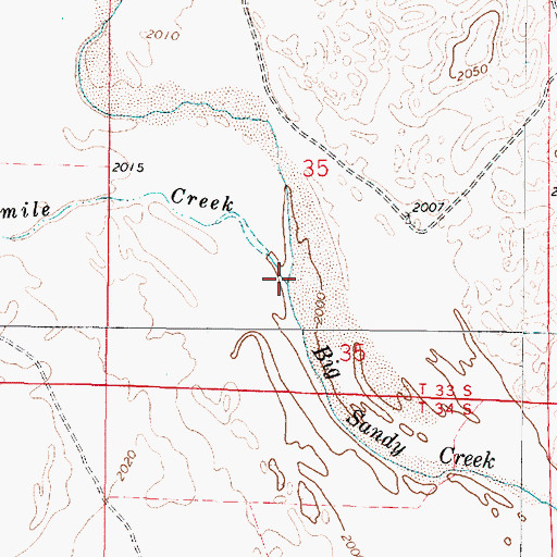 Topographic Map of Twomile Creek, KS