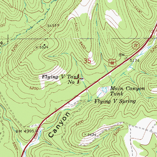 Topographic Map of Flying V Tank Number One, AZ