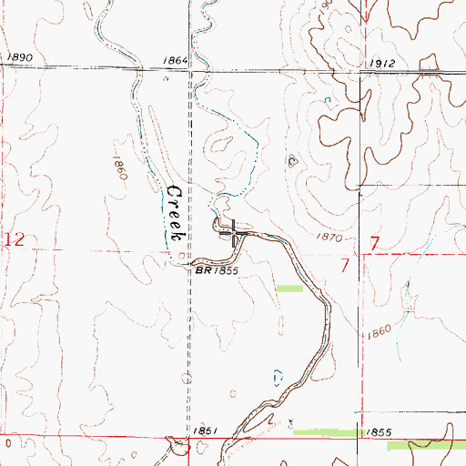 Topographic Map of Spring Creek, KS