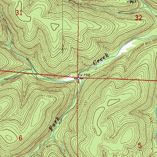 Topographic Map of Brushy Fork, AR
