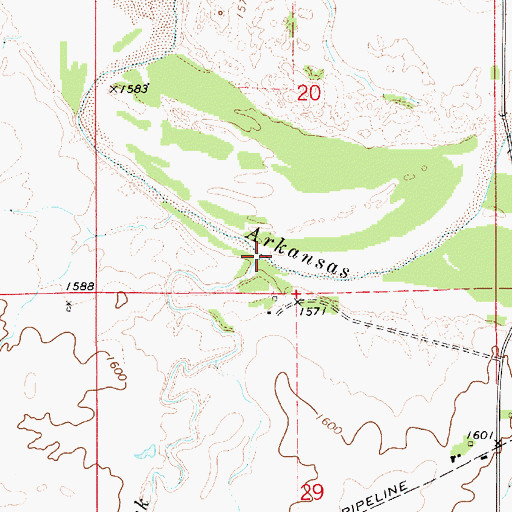 Topographic Map of Cave Creek, KS