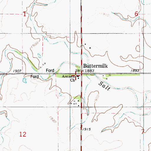 Topographic Map of Antioch Community Church, KS