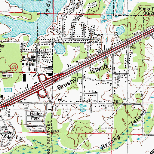 Topographic Map of Brushy Island, AR