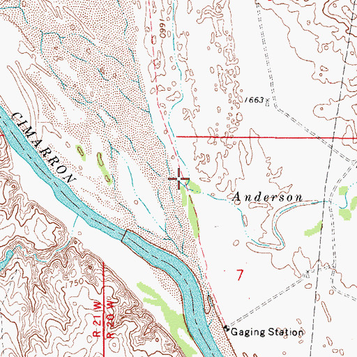 Topographic Map of Anderson Creek, OK