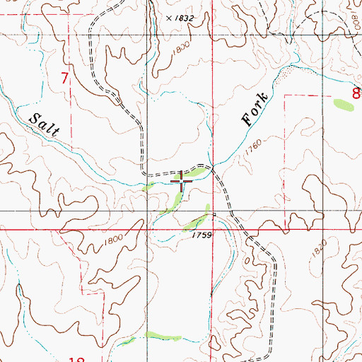 Topographic Map of Cottonwood Creek, KS