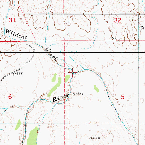 Topographic Map of Wildcat Creek, KS