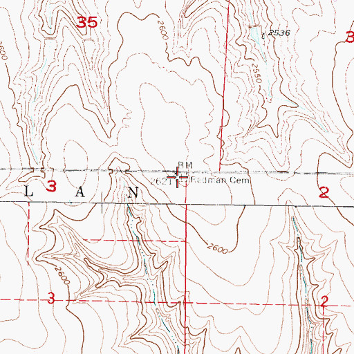 Topographic Map of Redman Cemetery, KS