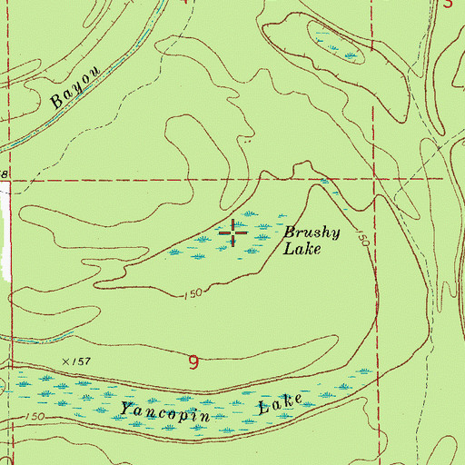 Topographic Map of Brushy Lake, AR