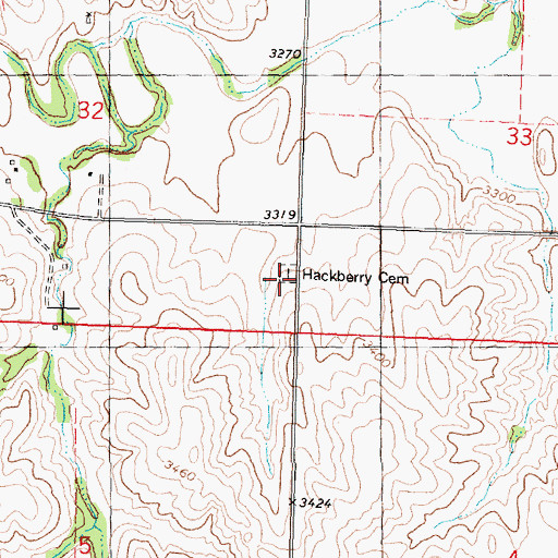 Topographic Map of Hackberry Cemetery, KS