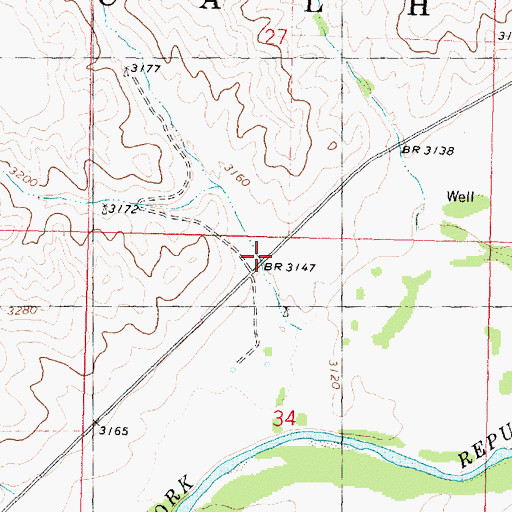 Topographic Map of Dave Harvey Canyon, KS
