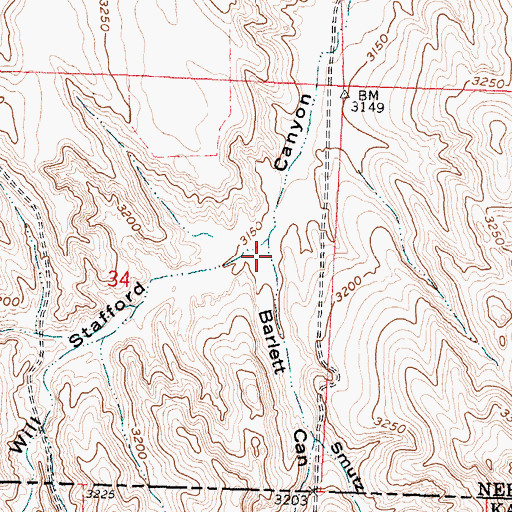 Topographic Map of Barlett Canyon, NE