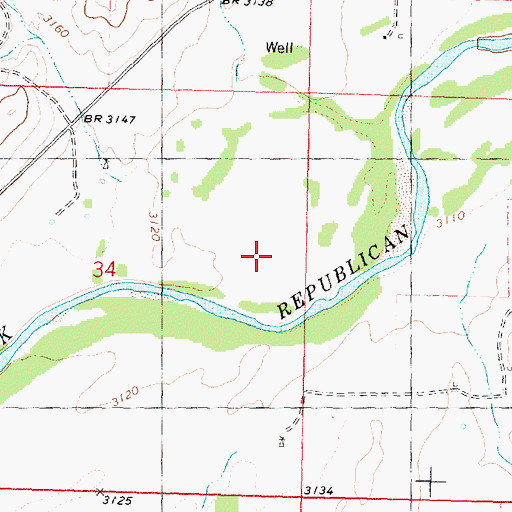 Topographic Map of Township of Calhoun, KS