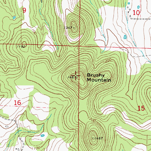 Topographic Map of Brushy Mountain, AR