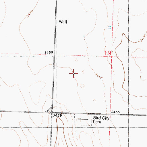 Topographic Map of Township of Bird City, KS