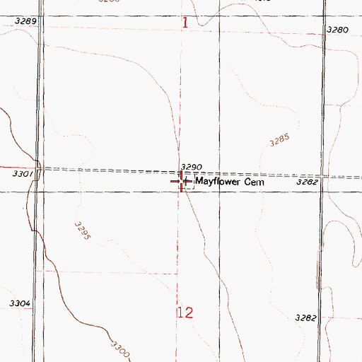 Topographic Map of Mayflower Cemetery, KS