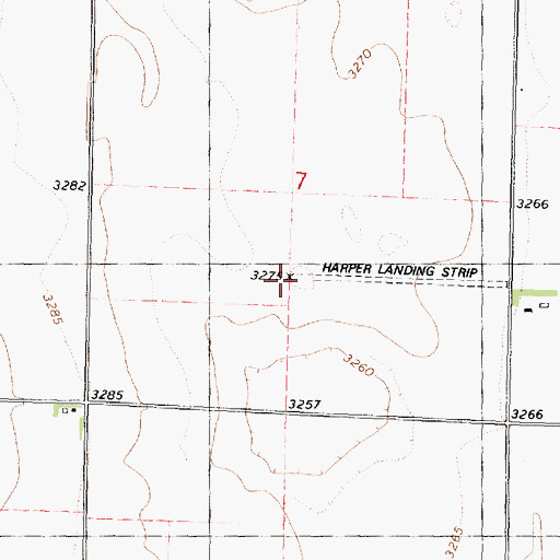 Topographic Map of Harper Landing Strip (historical), KS