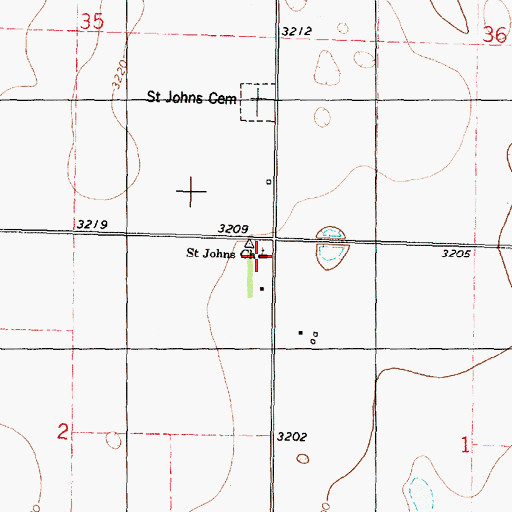 Topographic Map of Saint John's Catholic Church, KS