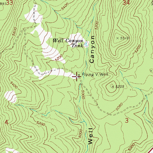 Topographic Map of Flying V Well, AZ