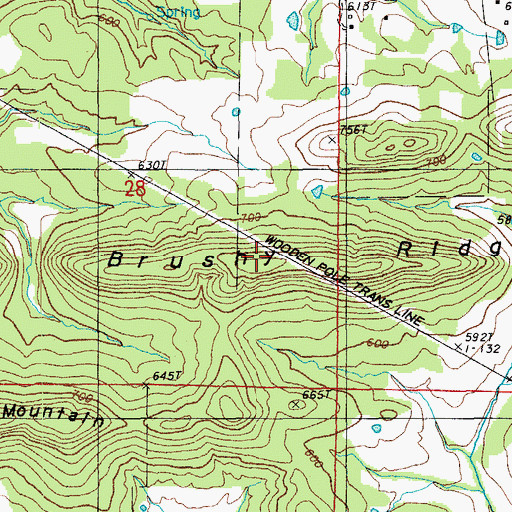 Topographic Map of Brushy Ridge, AR