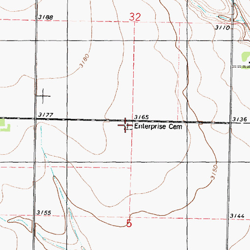 Topographic Map of Enterprise Cemetery, KS