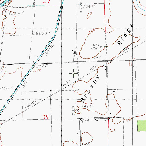 Topographic Map of Brushy Ridge, AR