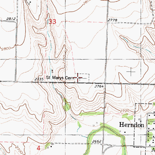 Topographic Map of Saint Mary's Cemetery, KS