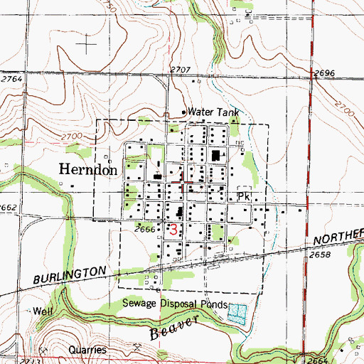 Topographic Map of Herndon, KS