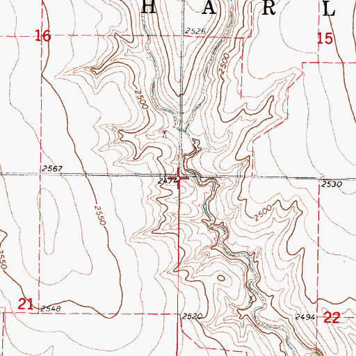 Topographic Map of Township of Harlan, KS