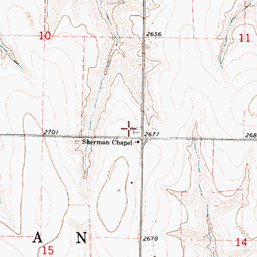 Topographic Map of Sherman Chapel, KS