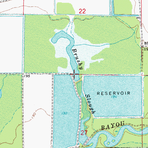 Topographic Map of Brushy Slough, AR