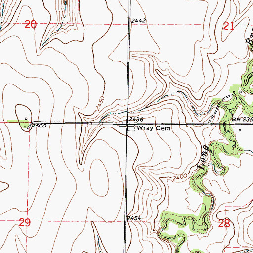 Topographic Map of Wray Cemetery, KS