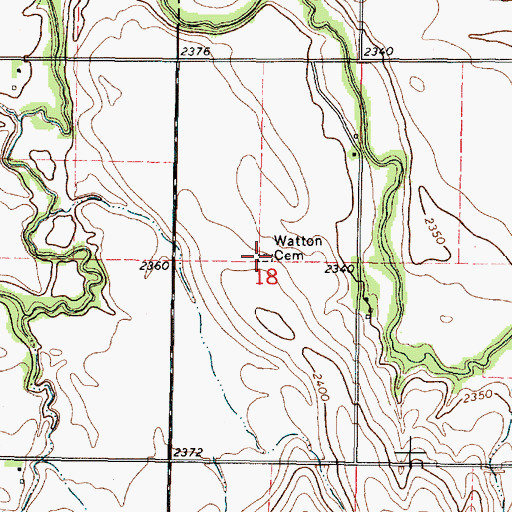 Topographic Map of Wotton Cemetery, KS
