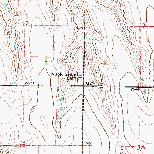 Topographic Map of Maple Grove Cemetery, KS